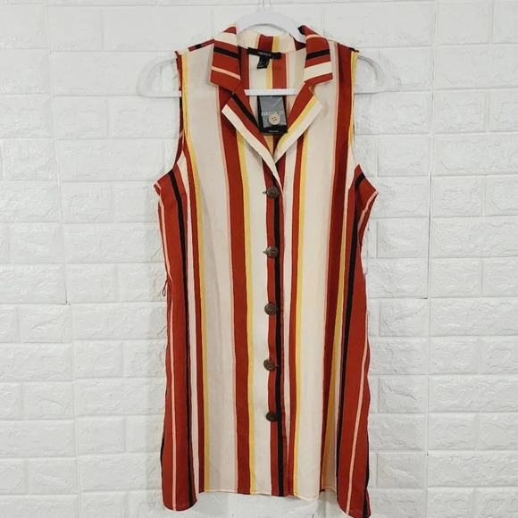 Nwt forever 21 stripe shirt dress.Size M - Picture 1 of 5